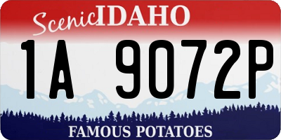 ID license plate 1A9072P
