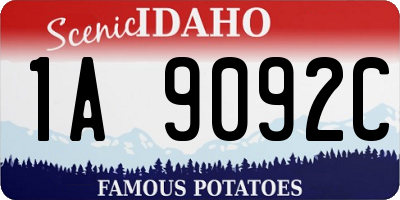 ID license plate 1A9092C