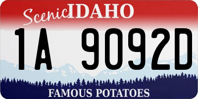 ID license plate 1A9092D