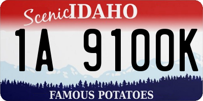 ID license plate 1A9100K