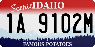 ID license plate 1A9102M