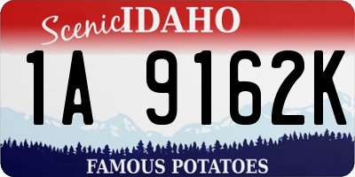 ID license plate 1A9162K