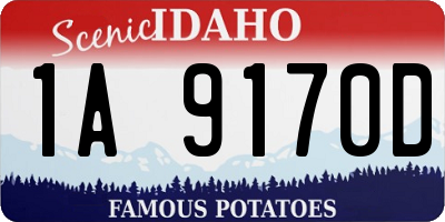 ID license plate 1A9170D
