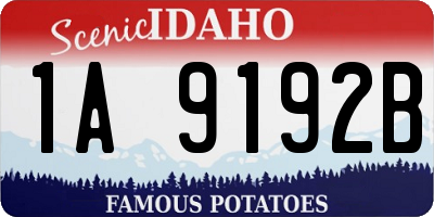 ID license plate 1A9192B