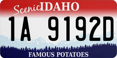 ID license plate 1A9192D