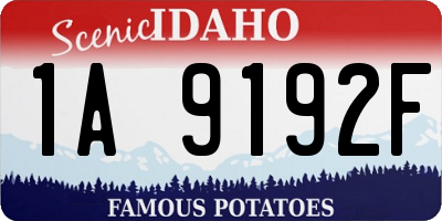 ID license plate 1A9192F