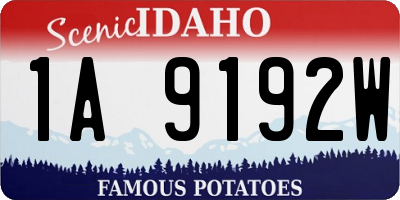 ID license plate 1A9192W