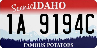 ID license plate 1A9194C