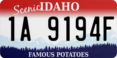 ID license plate 1A9194F