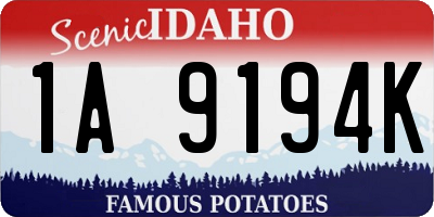 ID license plate 1A9194K