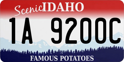 ID license plate 1A9200C