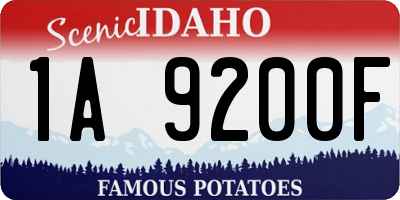 ID license plate 1A9200F