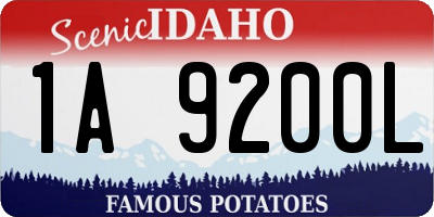 ID license plate 1A9200L