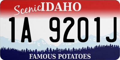 ID license plate 1A9201J