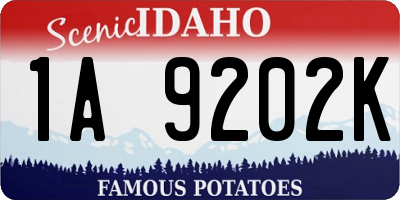 ID license plate 1A9202K
