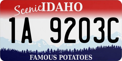 ID license plate 1A9203C