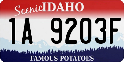ID license plate 1A9203F