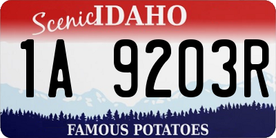 ID license plate 1A9203R