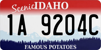 ID license plate 1A9204C