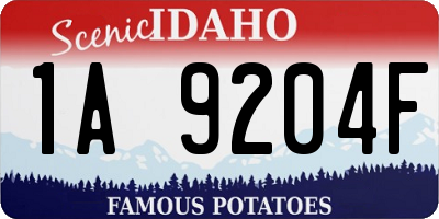 ID license plate 1A9204F