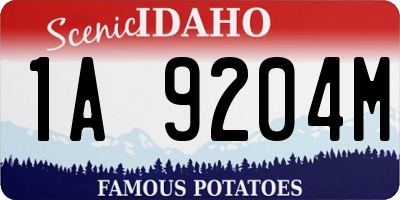 ID license plate 1A9204M