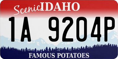 ID license plate 1A9204P