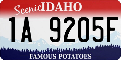 ID license plate 1A9205F