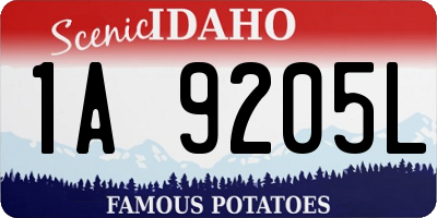 ID license plate 1A9205L