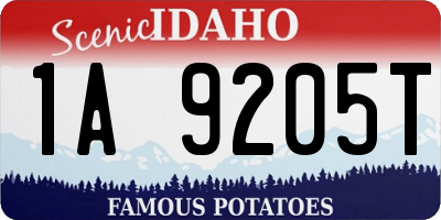 ID license plate 1A9205T