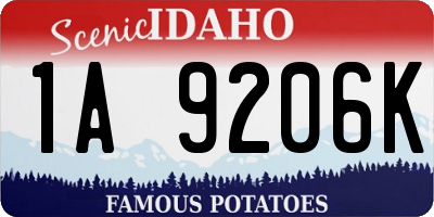 ID license plate 1A9206K