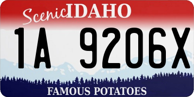 ID license plate 1A9206X