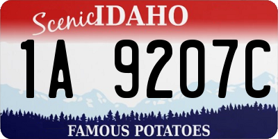 ID license plate 1A9207C