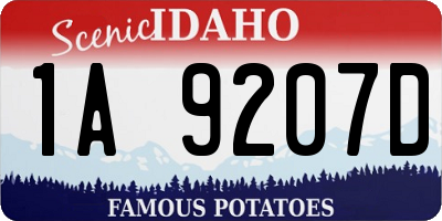 ID license plate 1A9207D