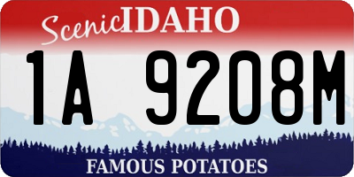 ID license plate 1A9208M