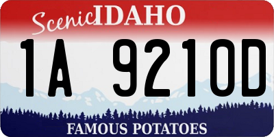 ID license plate 1A9210D