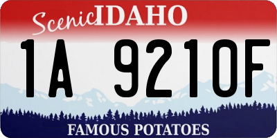 ID license plate 1A9210F