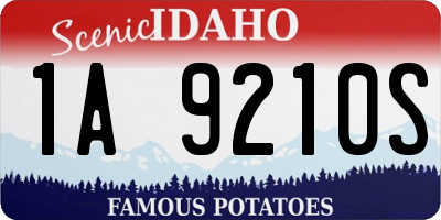 ID license plate 1A9210S