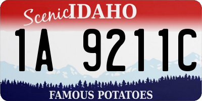 ID license plate 1A9211C