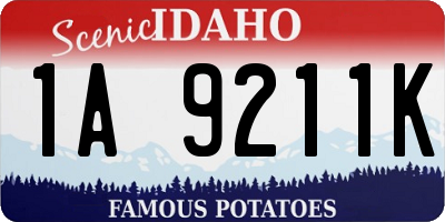 ID license plate 1A9211K