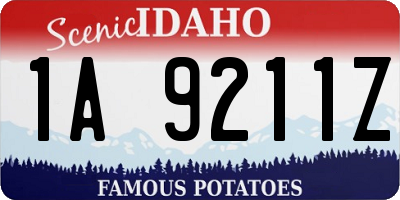ID license plate 1A9211Z