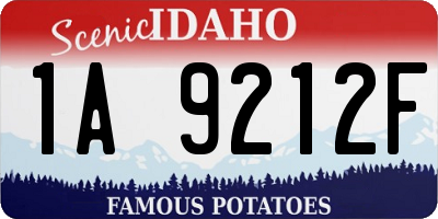 ID license plate 1A9212F