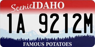 ID license plate 1A9212M