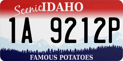 ID license plate 1A9212P