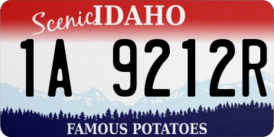 ID license plate 1A9212R