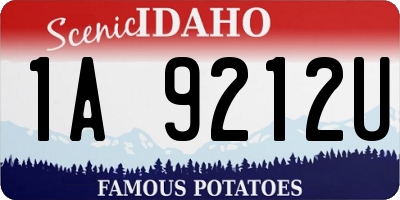 ID license plate 1A9212U