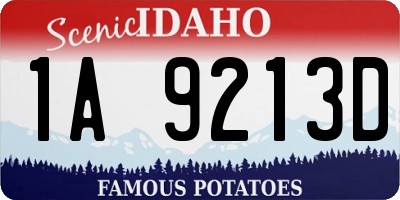 ID license plate 1A9213D