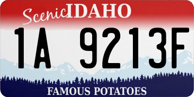 ID license plate 1A9213F