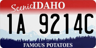ID license plate 1A9214C