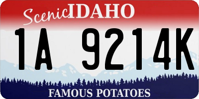 ID license plate 1A9214K