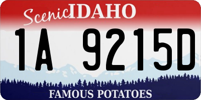 ID license plate 1A9215D